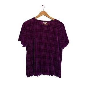 💚 Plum purple Nine West plaid pattern top
